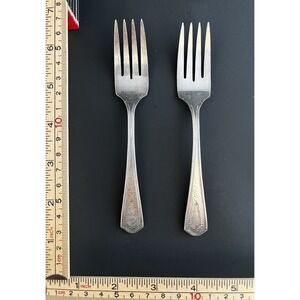 Lot of 2 Oneida Silver BEACON MIAMI 1931 Silverplate Salad Forks Vintage 6.25"